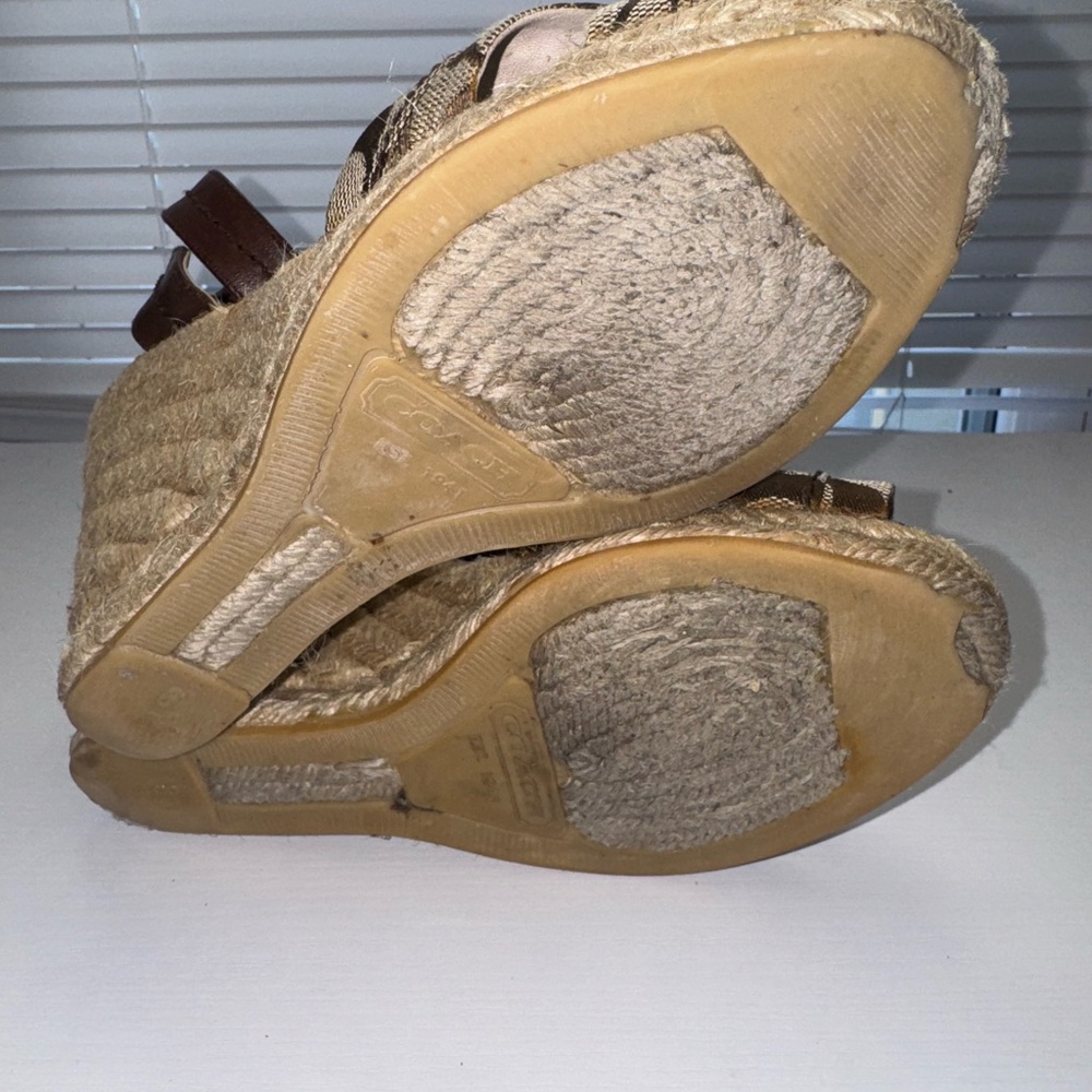 Coach Tan and Brown Wedge Sandals sz 8 - Picture 5 of 5